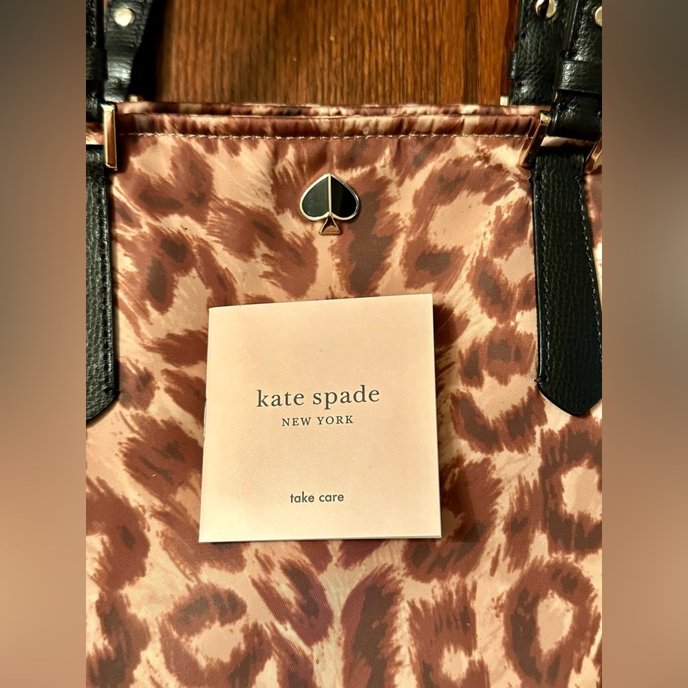 ✨Kate Spade♠️”Taylor” Leopard Tote Bag/Leather/Nylon - Picture 6 of 16